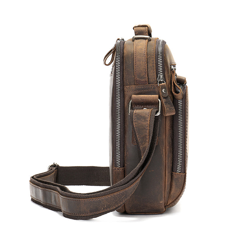 Full Grain Leather Men's Satchel Leather Mens Crossbody Bag - Image 8