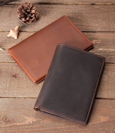 FullGrainLeatherPassportWalletRetroLeatherCardHolderWalletRFIDBifoldWalletUnisexShortWallet_1