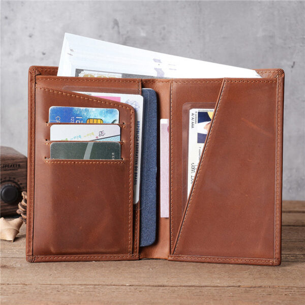 Full Grain Leather Passport Retro Leather Wallet - Image 2