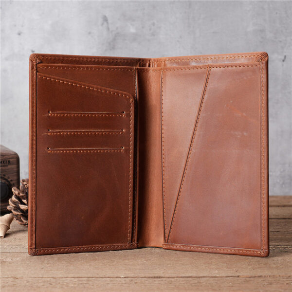 Full Grain Leather Passport Retro Leather Wallet - Image 6