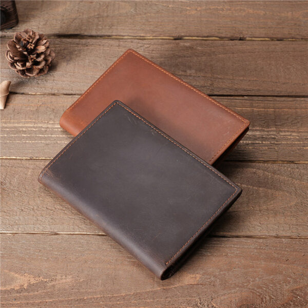 Full Grain Leather Passport Retro Leather Wallet - Image 8