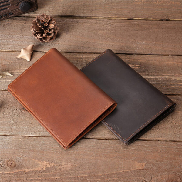 Full Grain Leather Passport Retro Leather Wallet - Image 9