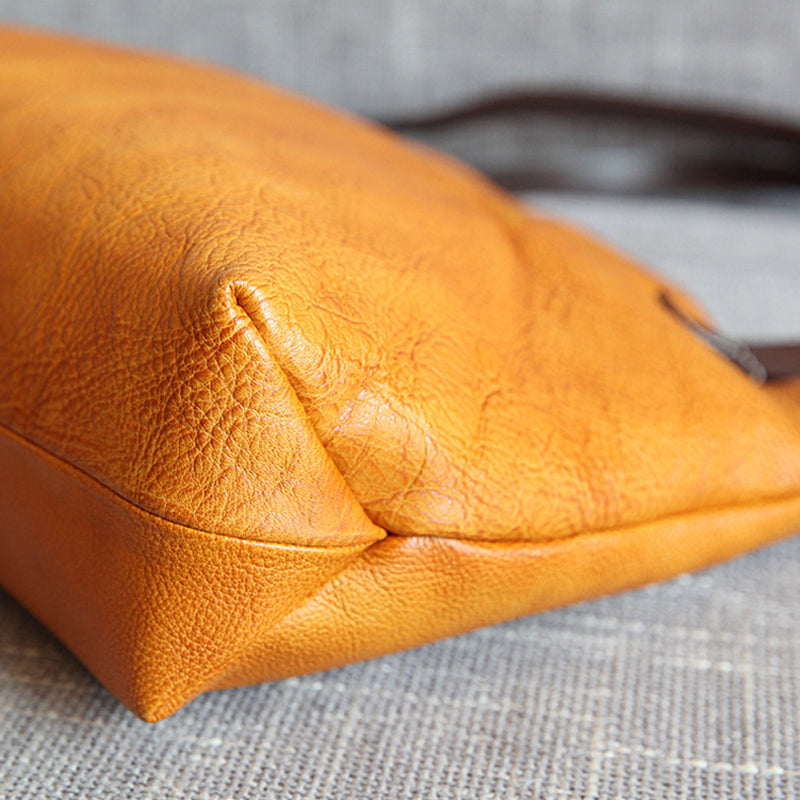 Handmade Vegetable Tanned Leather Tote Bag Leather Shopping Bag - Image 14