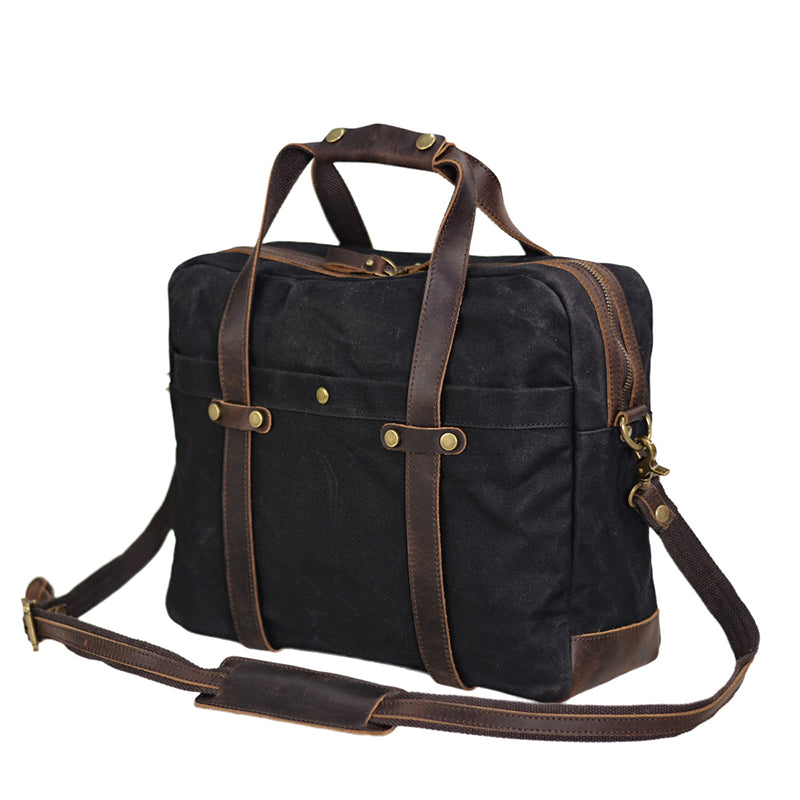 Waxed Canvas Messenger Bag Canvas Briefcase Laptop Bag - Image 2