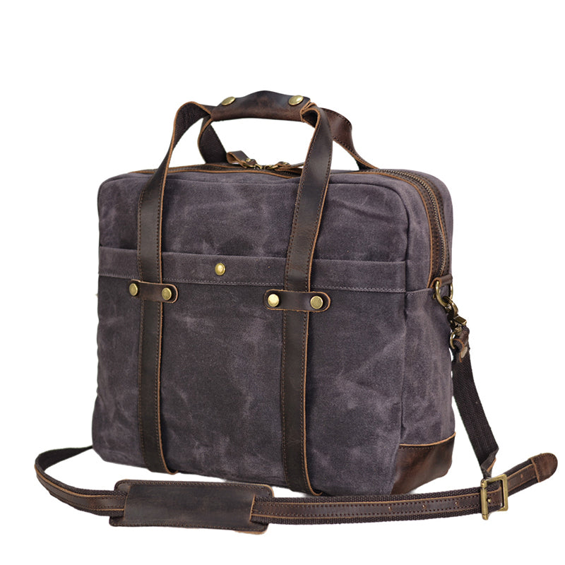 Waxed Canvas Messenger Bag Canvas Briefcase Laptop Bag - Image 3