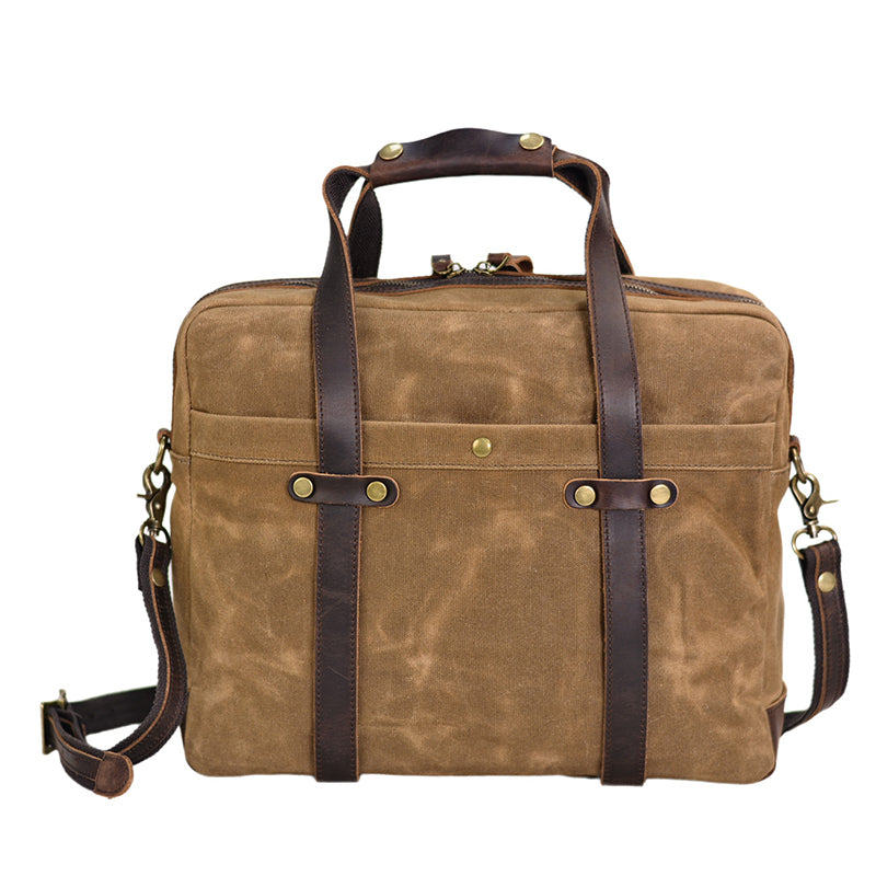 Waxed Canvas Messenger Bag Canvas Briefcase Laptop Bag - Image 4
