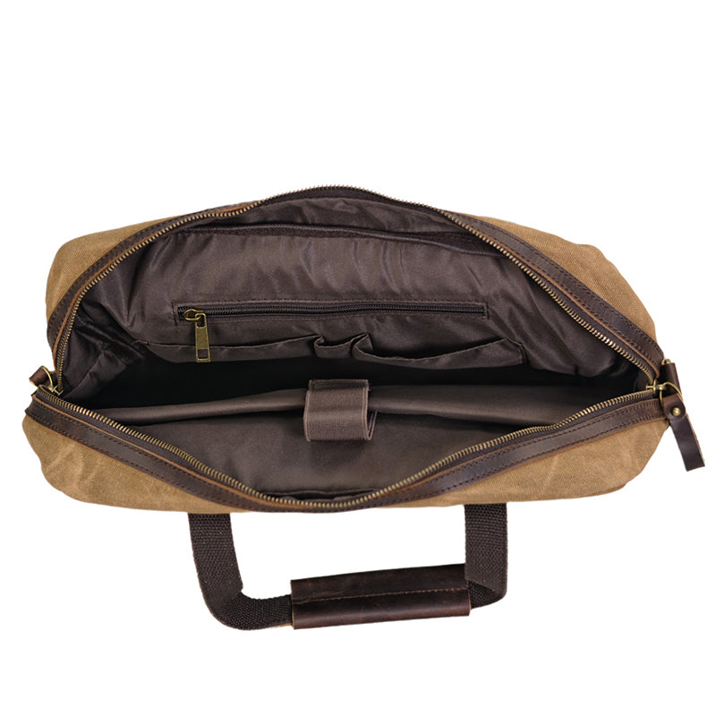 Waxed Canvas Messenger Bag Canvas Briefcase Laptop Bag - Image 5