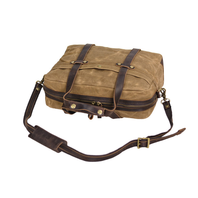 Waxed Canvas Messenger Bag Canvas Briefcase Laptop Bag - Image 7