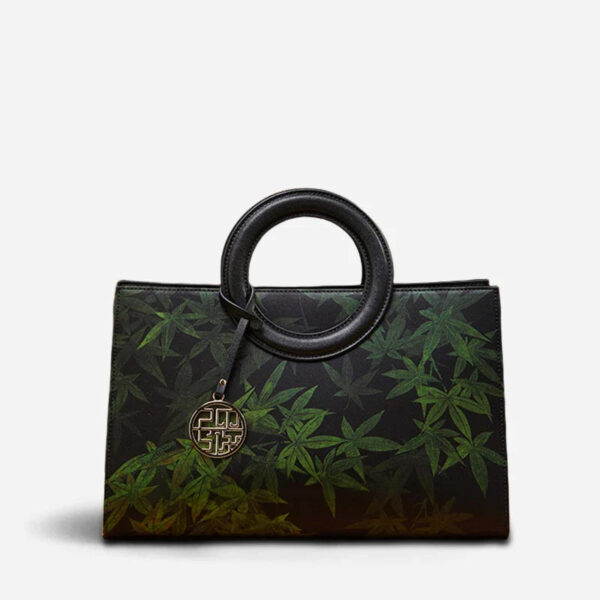 Mulberry Silk Bamboo Print Black Crossbody Bag
