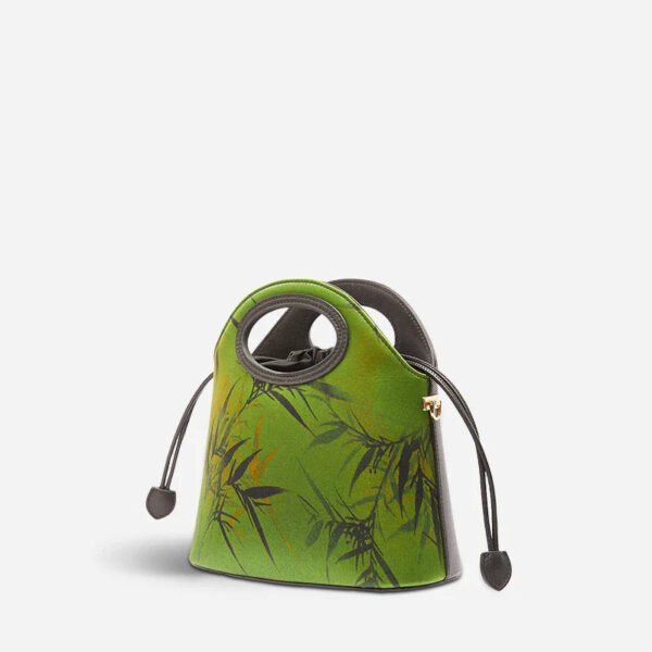 Xiangyunsha Silk Bamboo Green Drawstring Bucket Bag - Image 9