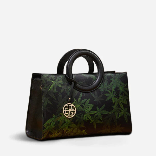Mulberry Silk Bamboo Print Black Crossbody Bag - Image 7