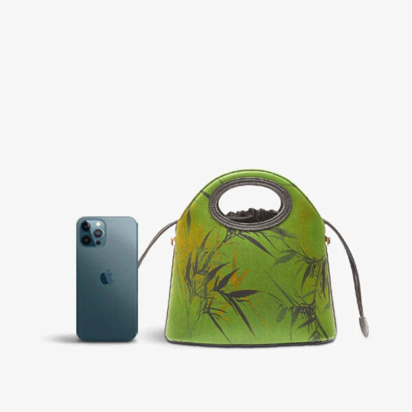 Xiangyunsha Silk Bamboo Green Drawstring Bucket Bag - Image 8