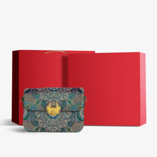 Song Brocade Leather Luxurious Clutch Handbag - Image 13