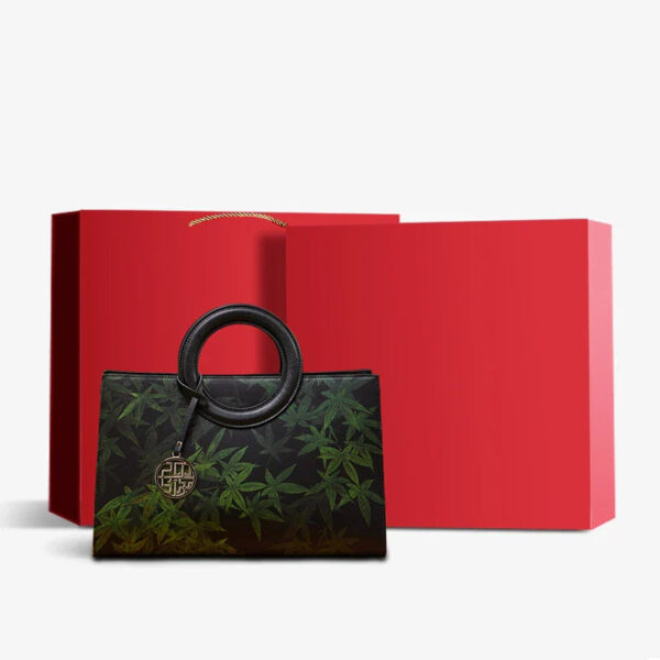 Mulberry Silk Bamboo Print Black Crossbody Bag - Image 11