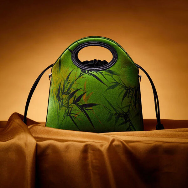 Xiangyunsha Silk Bamboo Green Drawstring Bucket Bag - Image 5