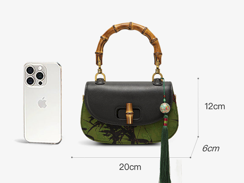 Xiangyunsha Silk Bamboo Joint Delicate Handbag with Pendant