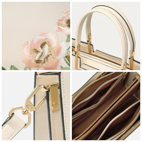 Embroidery Leather Peony Tote Bag Chinese Style Luxury Handbag - Image 9