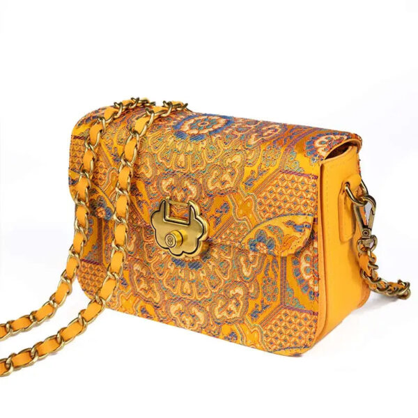 Song Brocade Leather Luxurious Clutch Handbag - Image 8