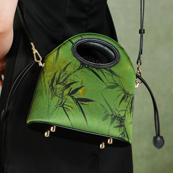 Xiangyunsha Silk Bamboo Green Drawstring Bucket Bag - Image 3