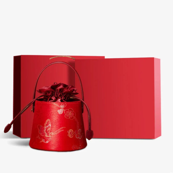 Brocade Black Bucket Bag Designer Butterfly Handbag - Image 18