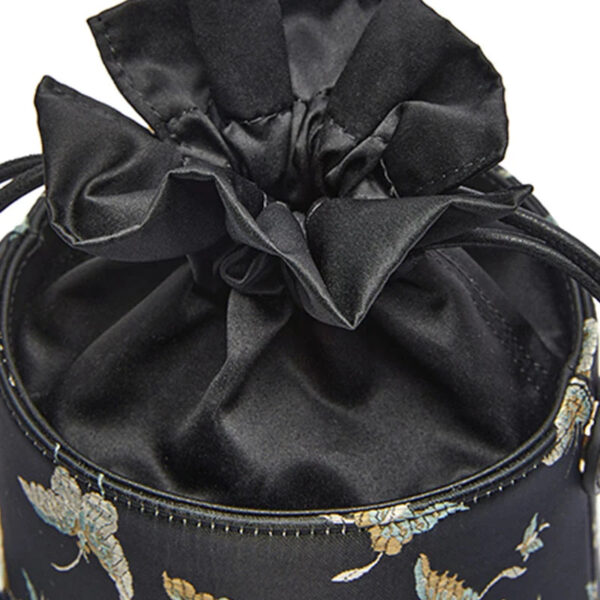 Brocade Black Bucket Bag Designer Butterfly Handbag - Image 7