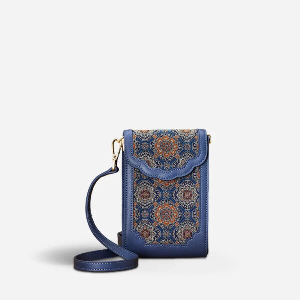 Brocade Jacquard Leather Bag  Intricate Phone Chinese Wallet - Image 15
