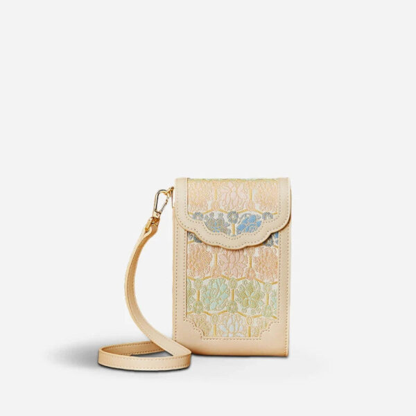 Brocade Jacquard Leather Bag  Intricate Phone Chinese Wallet - Image 17