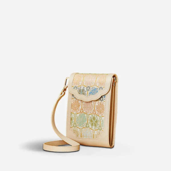 Brocade Jacquard Leather Bag  Intricate Phone Chinese Wallet - Image 18