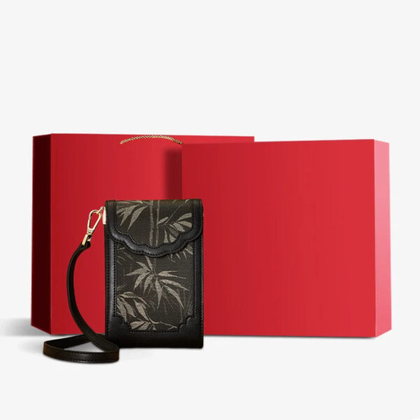 Brocade Jacquard Leather Bag  Intricate Phone Chinese Wallet - Image 23