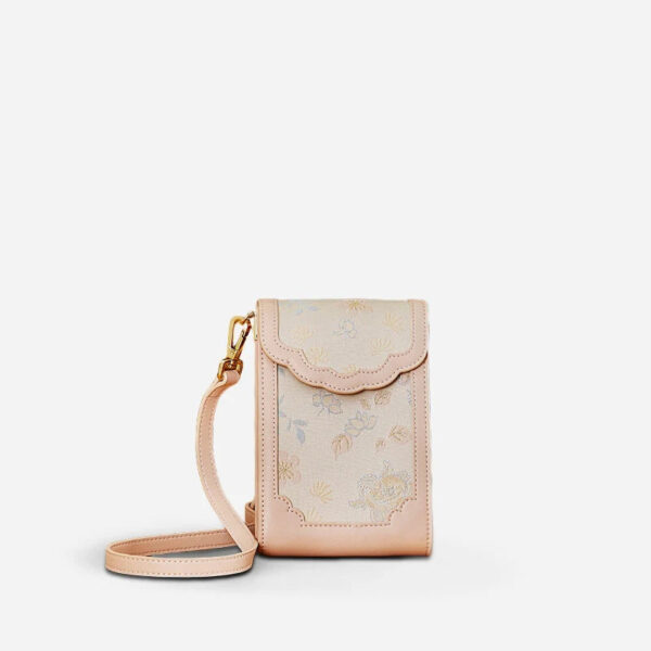 Brocade Jacquard Leather Bag  Intricate Phone Chinese Wallet - Image 9
