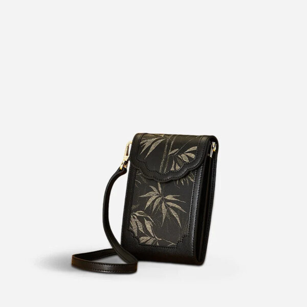 Brocade Jacquard Leather Bag  Intricate Phone Chinese Wallet - Image 12