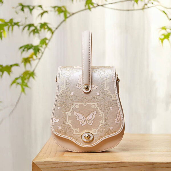 Brocade Jacquard Butterfly Designer Saddle Bag - Image 2