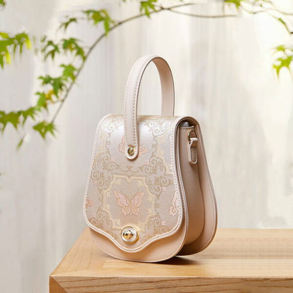 Brocade Jacquard Butterfly Designer Saddle Bag - Image 3