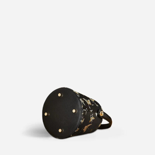 Brocade Black Bucket Bag Designer Butterfly Handbag - Image 13