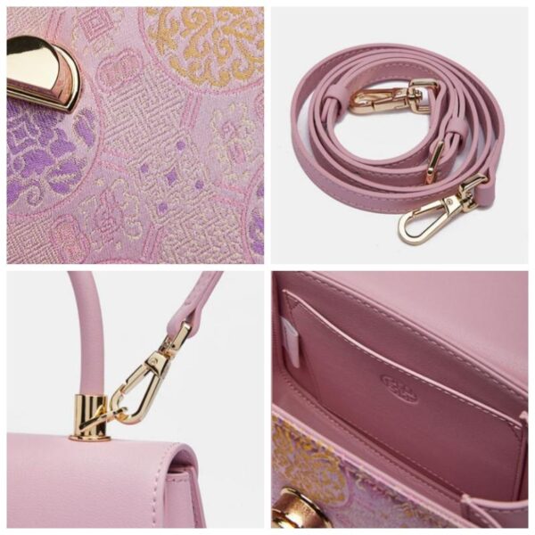 Brocade Mulberry Silk Bag Floral Pink Lady Handbag - Image 7