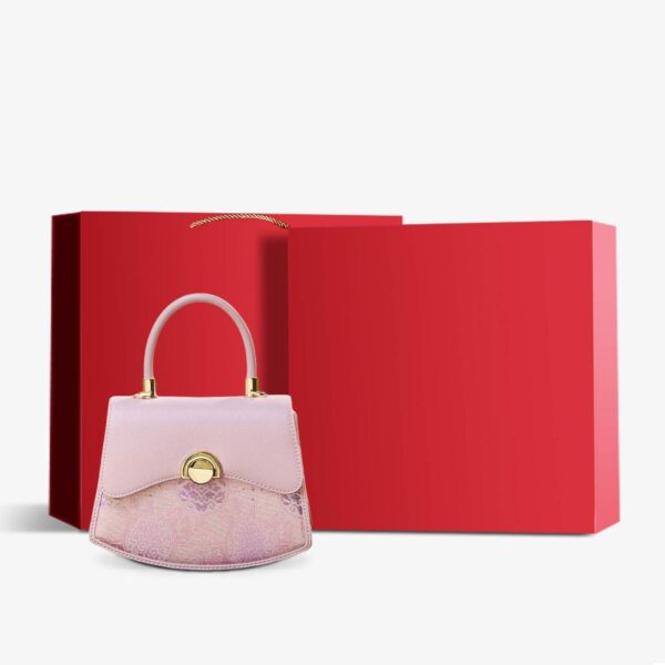 Brocade Mulberry Silk Bag Floral Pink Lady Handbag - Image 8