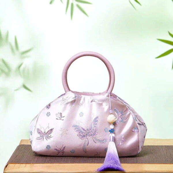 Brocade New Chinese Style Bag Pink Butterfly Handbag - Image 2