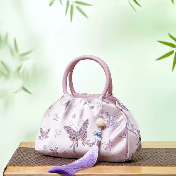 Brocade New Chinese Style Bag Pink Butterfly Handbag - Image 3