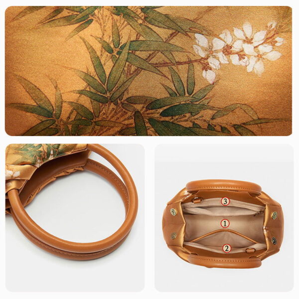 Mulberry Silk Chinese Style Yellow Bamboo Handbag - Image 4