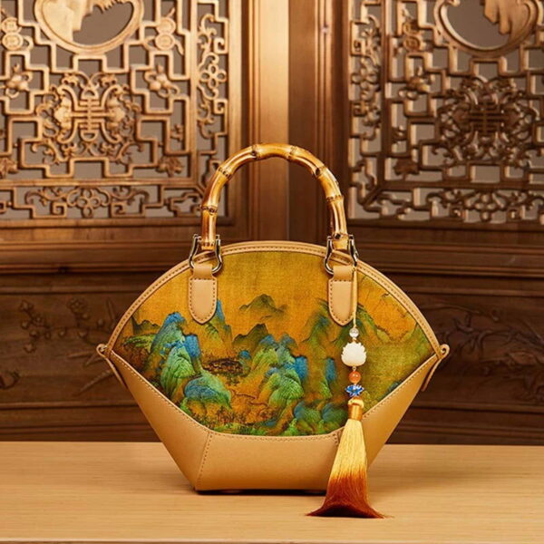 Chinese Painting Xiangyunsha Silk Tote Bag Designer Handbag - Image 2
