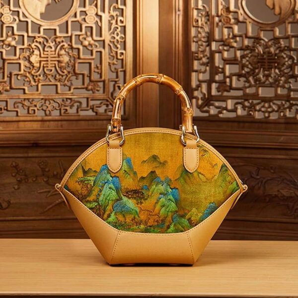 Chinese Painting Xiangyunsha Silk Tote Bag Designer Handbag - Image 4