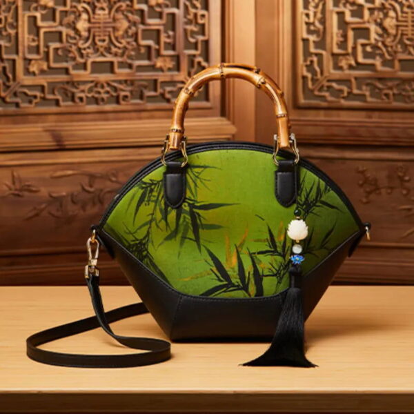 Chinese Painting Xiangyunsha Silk Tote Bag Designer Handbag - Image 9