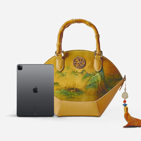 Chinese Painting Xiangyunsha Silk Tote Bag Designer Handbag - Image 12