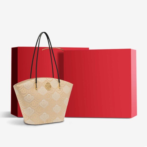Embroidery Leather Shoulder Tote Bag Cloud Pattern Handbag - Image 15