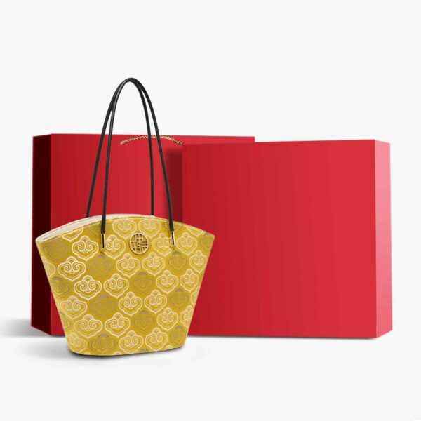 Embroidery Leather Shoulder Tote Bag Cloud Pattern Handbag - Image 19