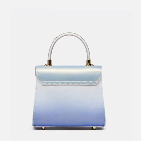 Embroidery Leather  Blue Tote Bag Bamboo Elegant Handbag - Image 10