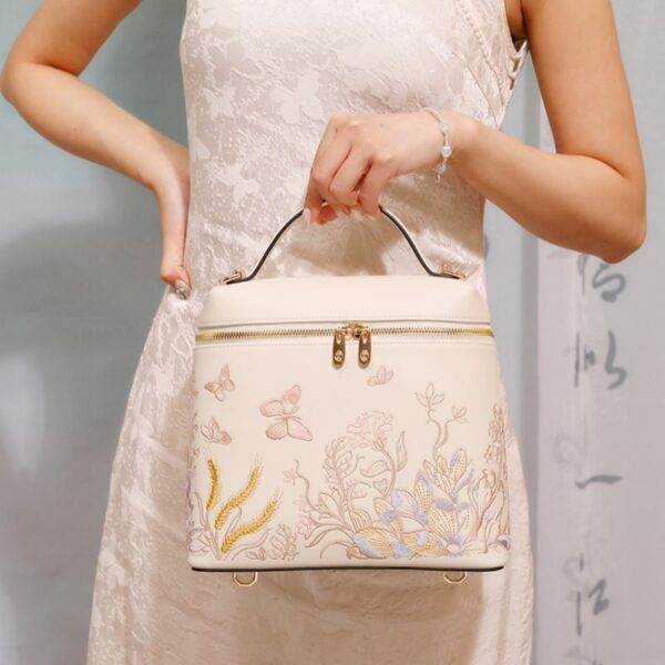 Embroidery Leather Butterfly Design Women Backpack - Image 2