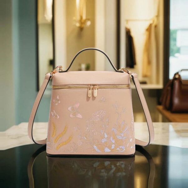 Embroidery Leather Butterfly Design Women Backpack - Image 8