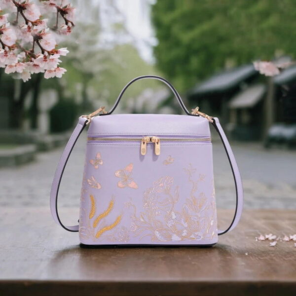 Embroidery Leather Butterfly Design Women Backpack - Image 9