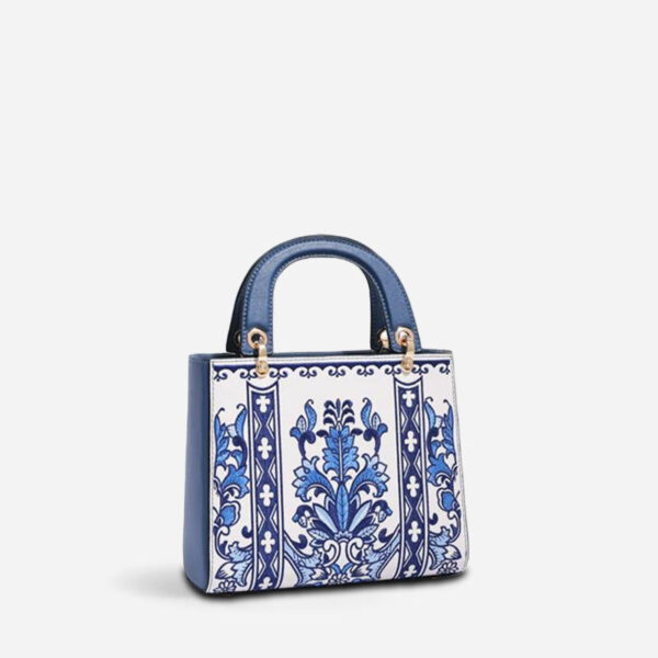 Embroidery Leather Phoenix Crown Handbag Blue and White Porcelain - Image 11